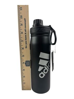 NEW! Adidas 600ML Stainless Steel Water Bottle 5248636, Black, BPA Free